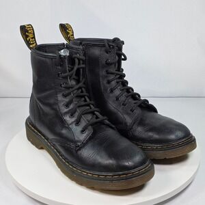 Dr Martens Delaney Black Leather Lace Up Side Zip Combat Boots AW004 Size 5L